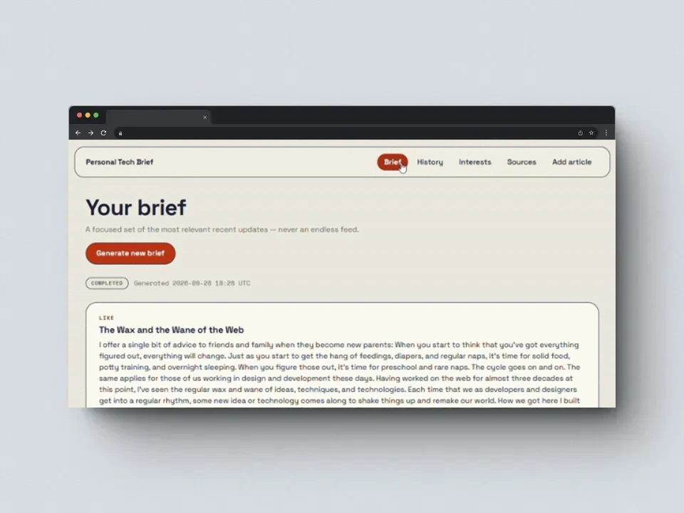 Personal Tech Brief